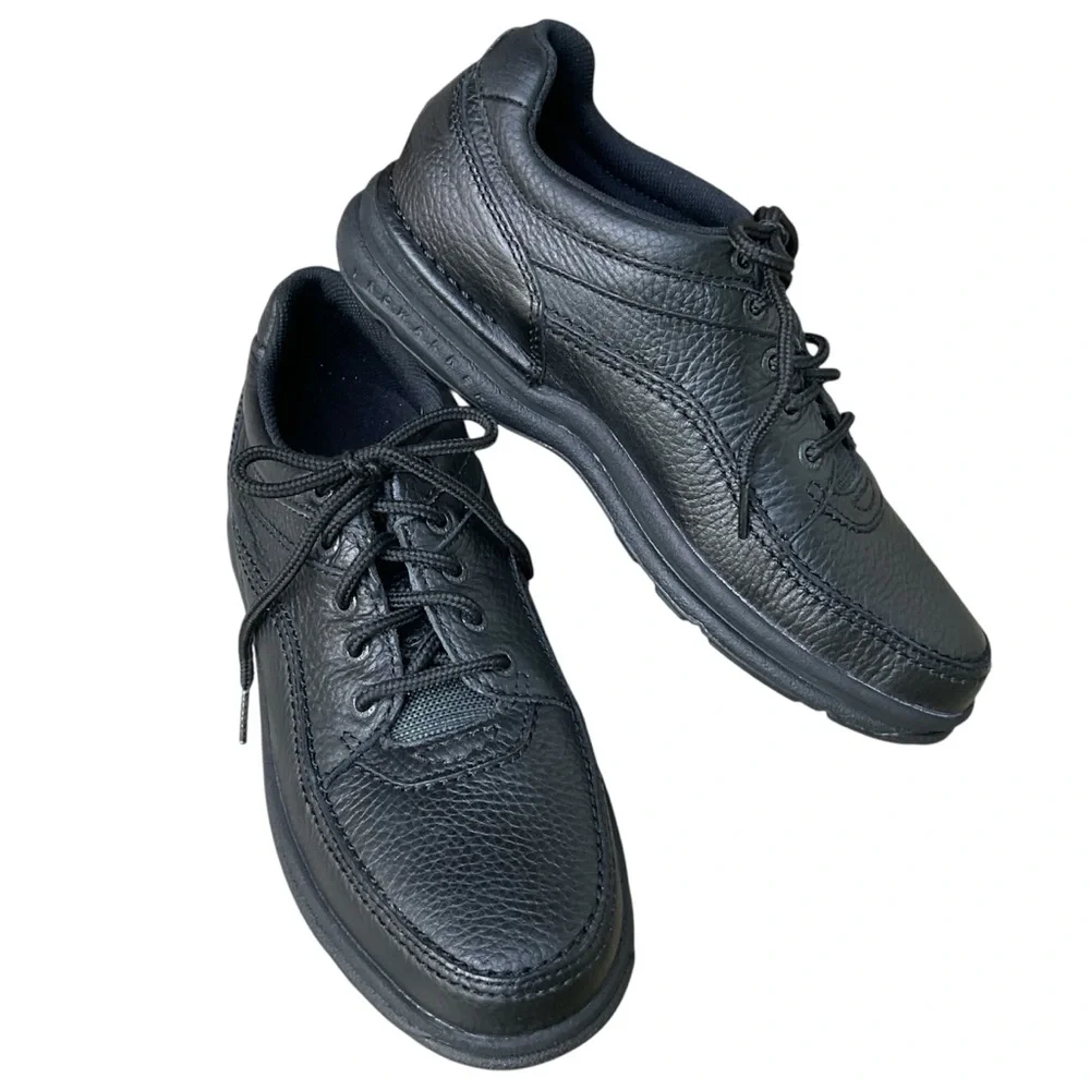 Rockport Leather Oxfords Black Size 10 World Tour Classic Lace Up Comfort Shoes